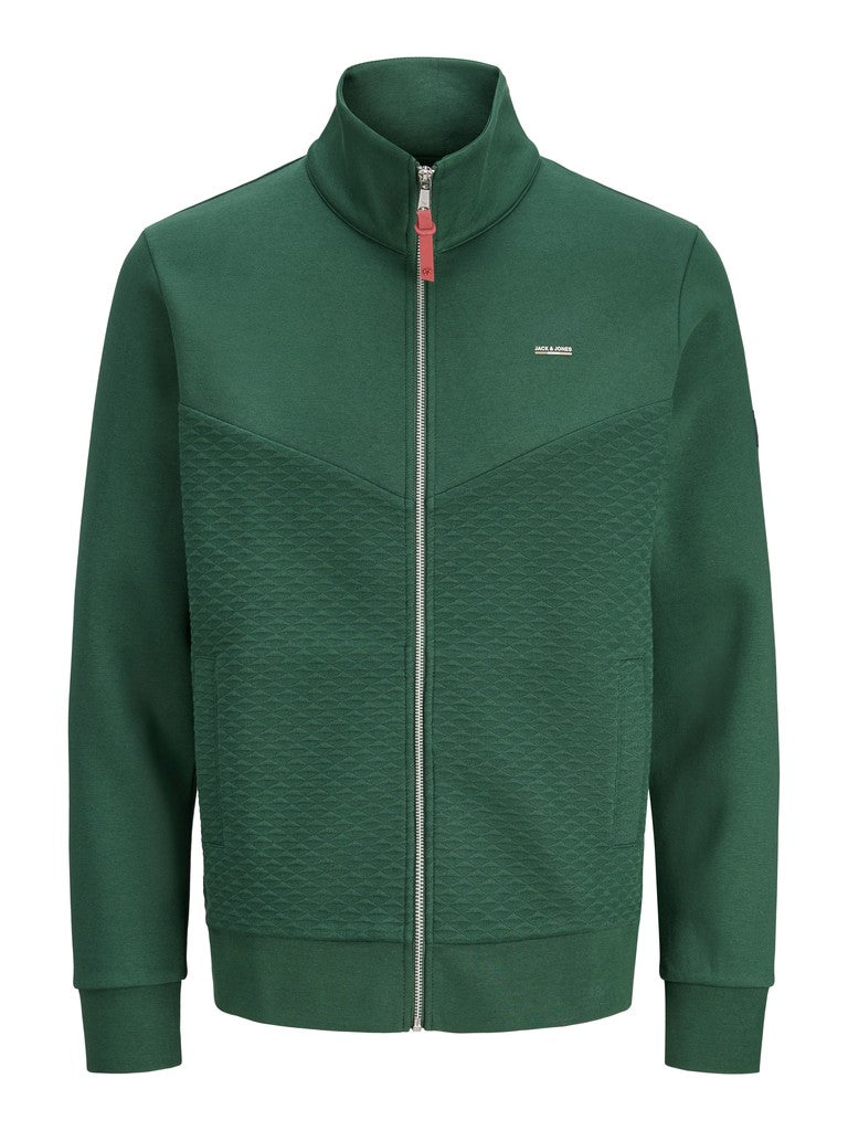 Jprblufrankie Sweat Zip High Neck Smu - Donkergroen