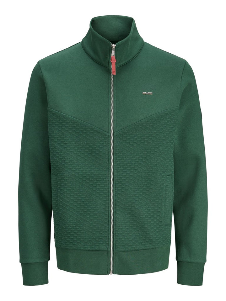 Jprblufrankie Sweat Zip High Neck Smu - Donkergroen