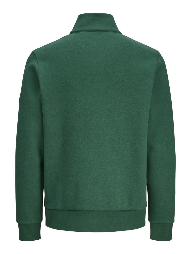 Jprblufrankie Sweat Zip High Neck Smu - Donkergroen