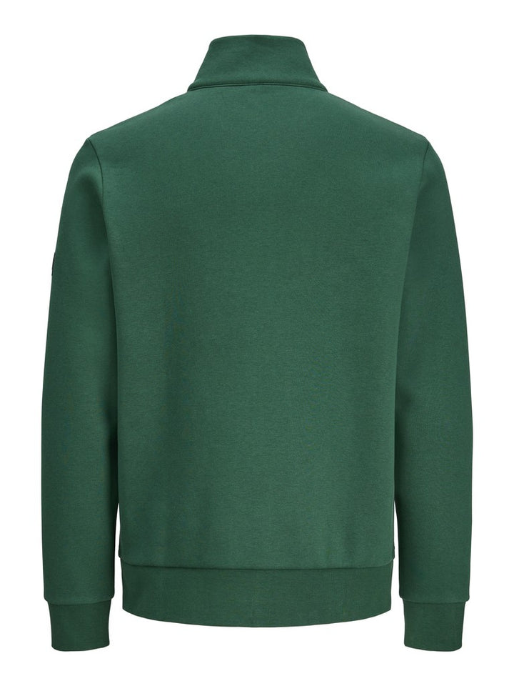 Jprblufrankie Sweat Zip High Neck Smu - Donkergroen