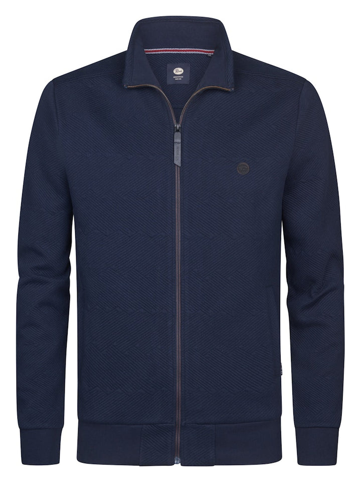 Men Sweater Collar Zip - Navy