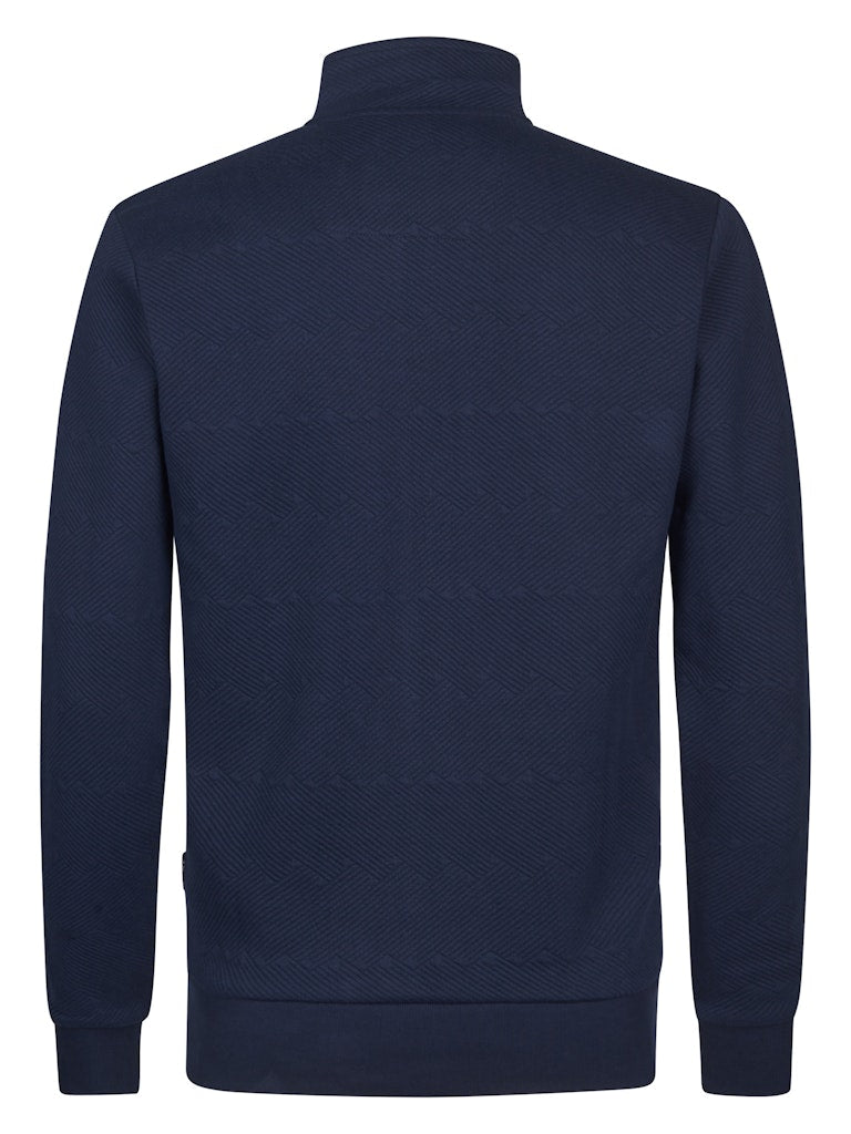 Men Sweater Collar Zip - Navy