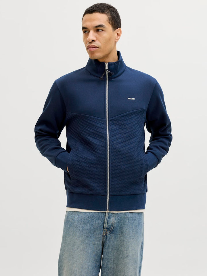 Jprblufrankie Sweat Zip High Neck Smu - Navy