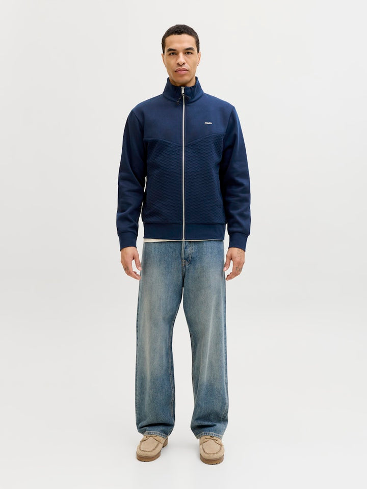 Jprblufrankie Sweat Zip High Neck Smu - Navy