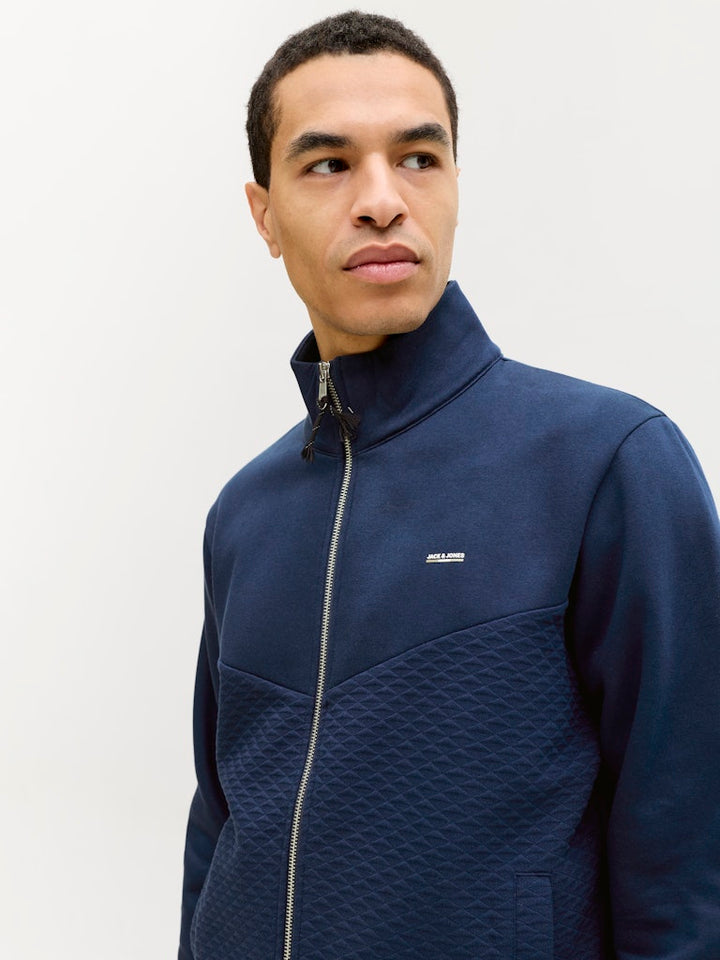 Jprblufrankie Sweat Zip High Neck Smu - Navy