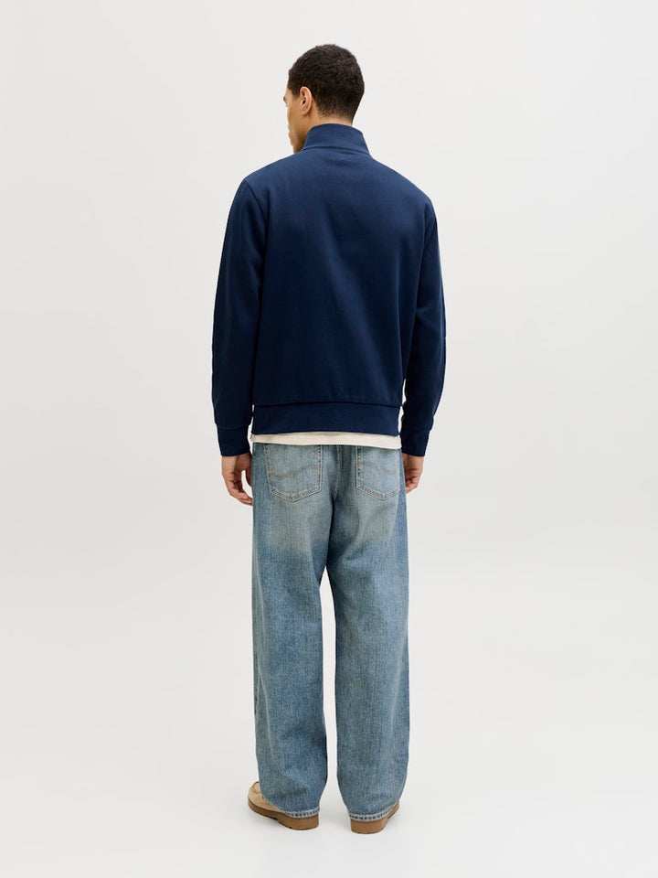 Jprblufrankie Sweat Zip High Neck Smu - Navy