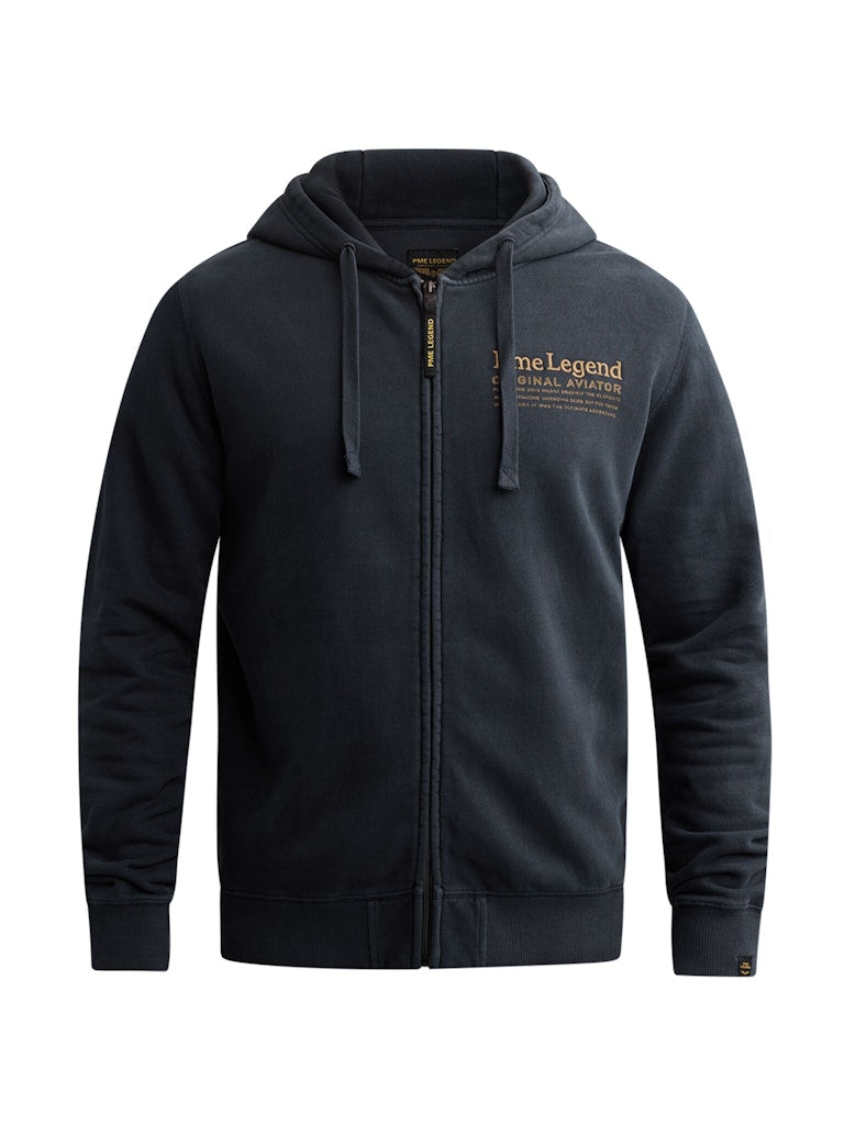 Hooded Dry Peached Fleece Gd - Navy