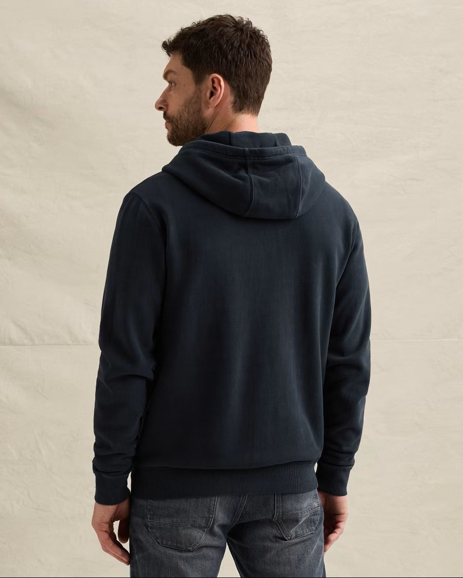 Hooded Dry Peached Fleece Gd - Navy