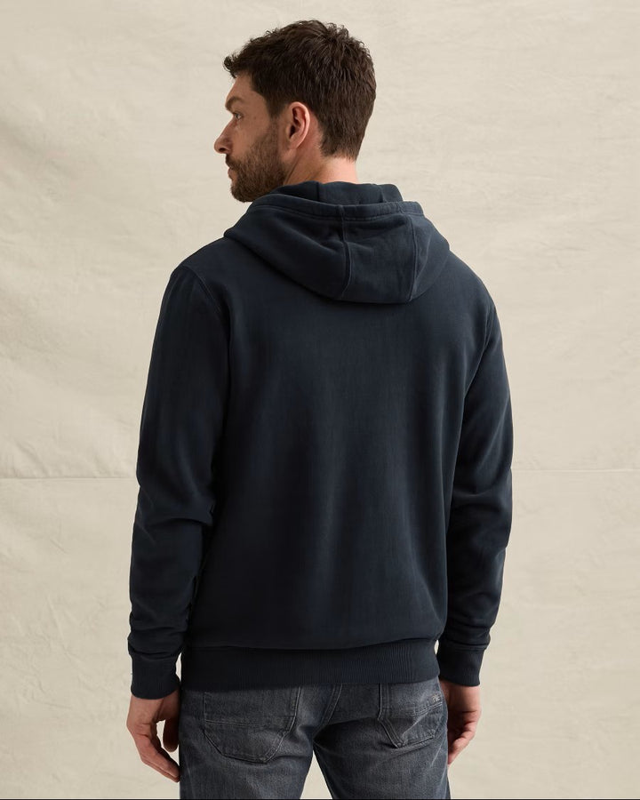 Hooded Dry Peached Fleece Gd - Navy