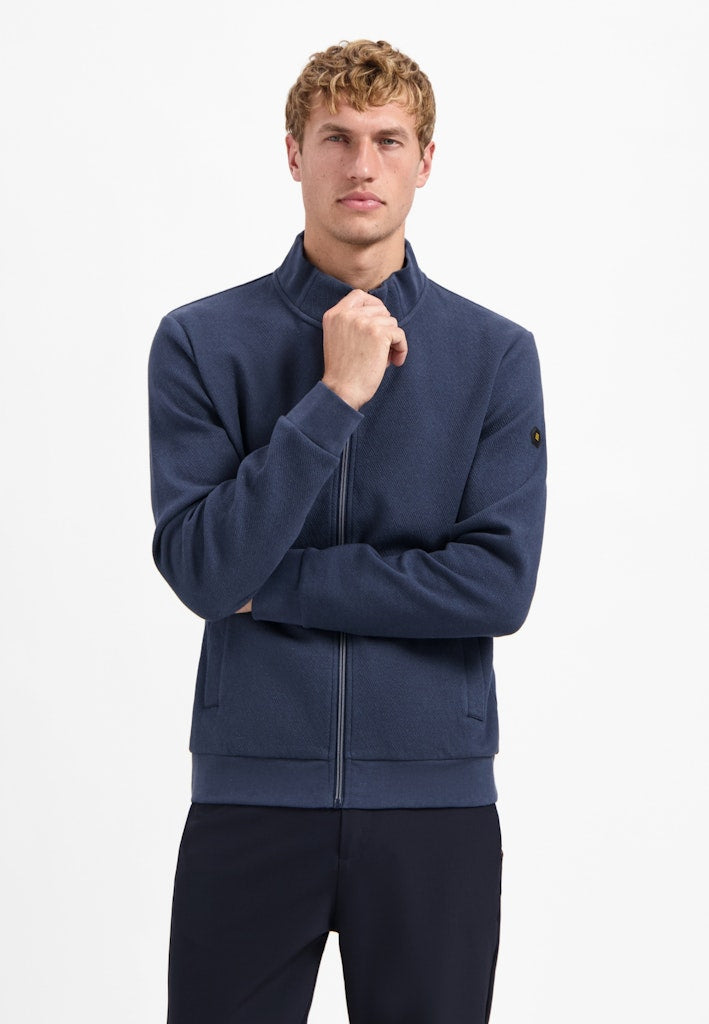 Sweater Full Zip Stand Up-collar Relief - Navy