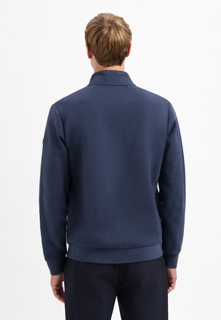Sweater Full Zip Stand Up-collar Relief - Navy