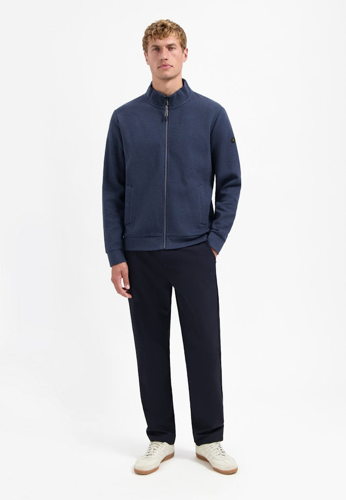Sweater Full Zip Stand Up-collar Relief - Navy
