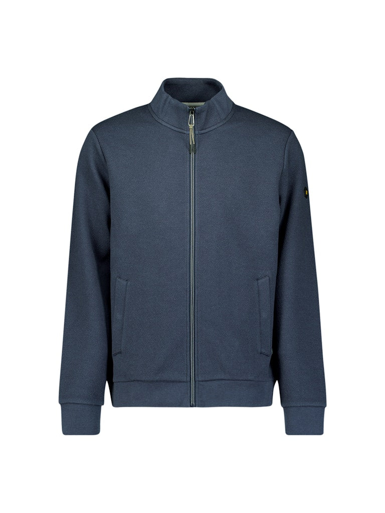 Sweater Full Zip Stand Up-collar Relief - Navy