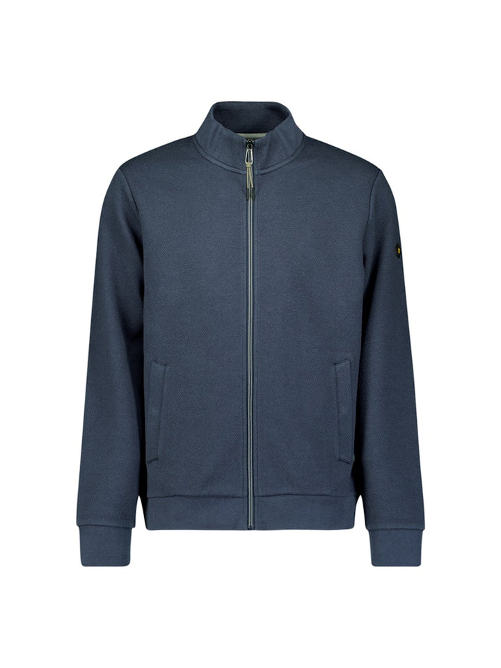 Sweater Full Zip Stand Up-collar Relief - Navy