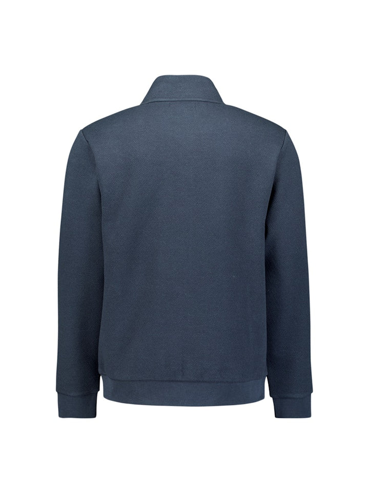 Sweater Full Zip Stand Up-collar Relief - Navy
