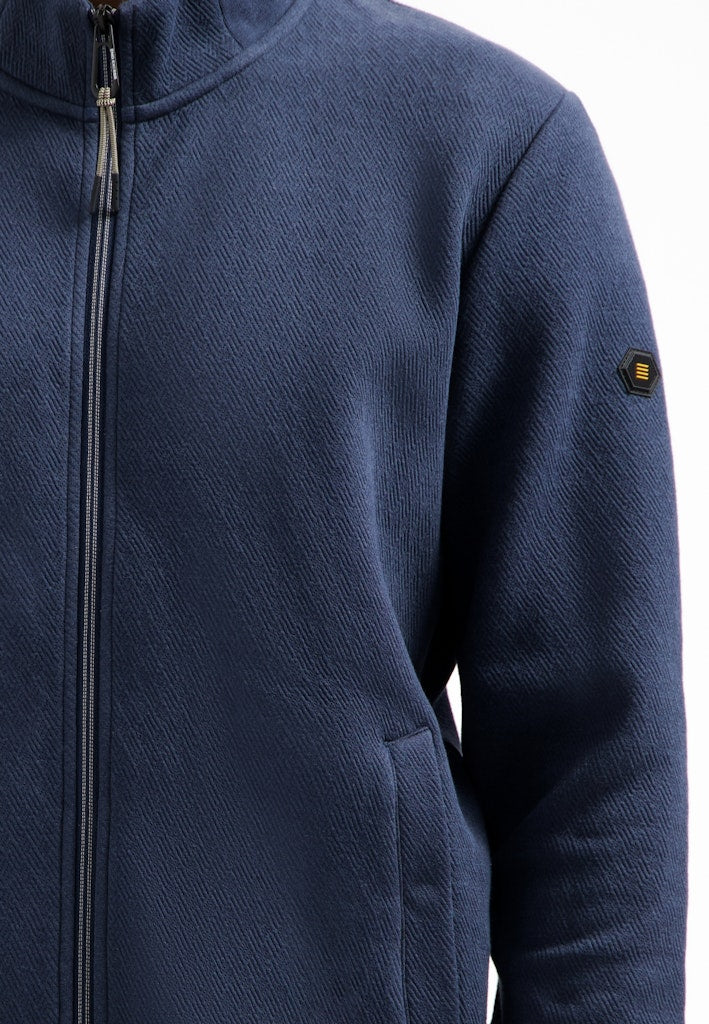 Sweater Full Zip Stand Up-collar Relief - Navy
