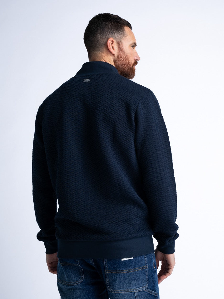Men Sweater Collar Zip - Navy
