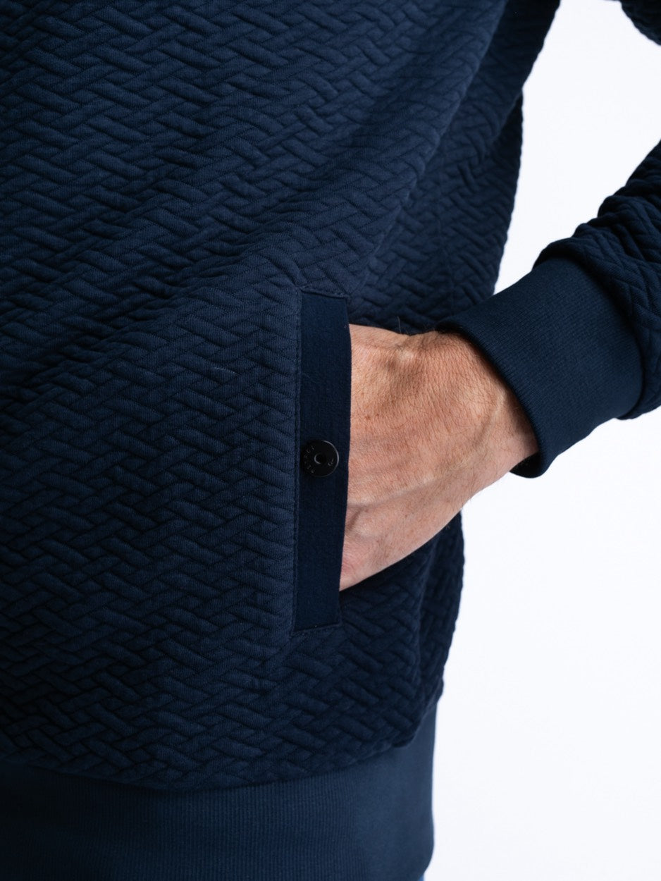 Men Sweater Collar Zip - Navy