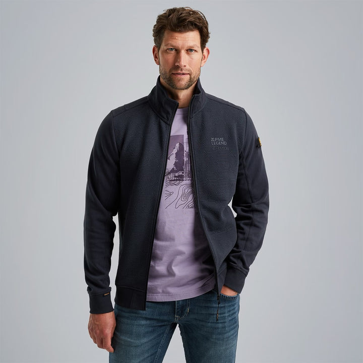 Zip Jacket Jacquard Interlock Swea - Navy