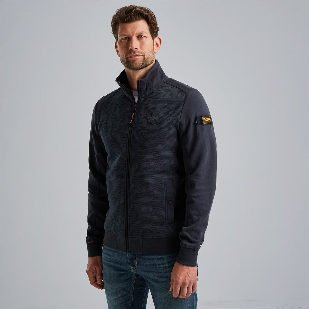 Zip Jacket Jacquard Interlock Swea - Navy