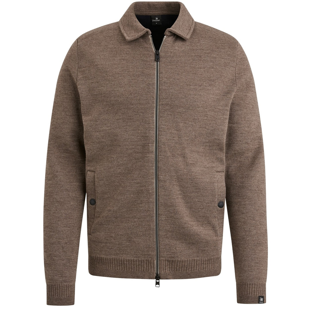 Zip Jacket Wool Blend Bonded - Taupe