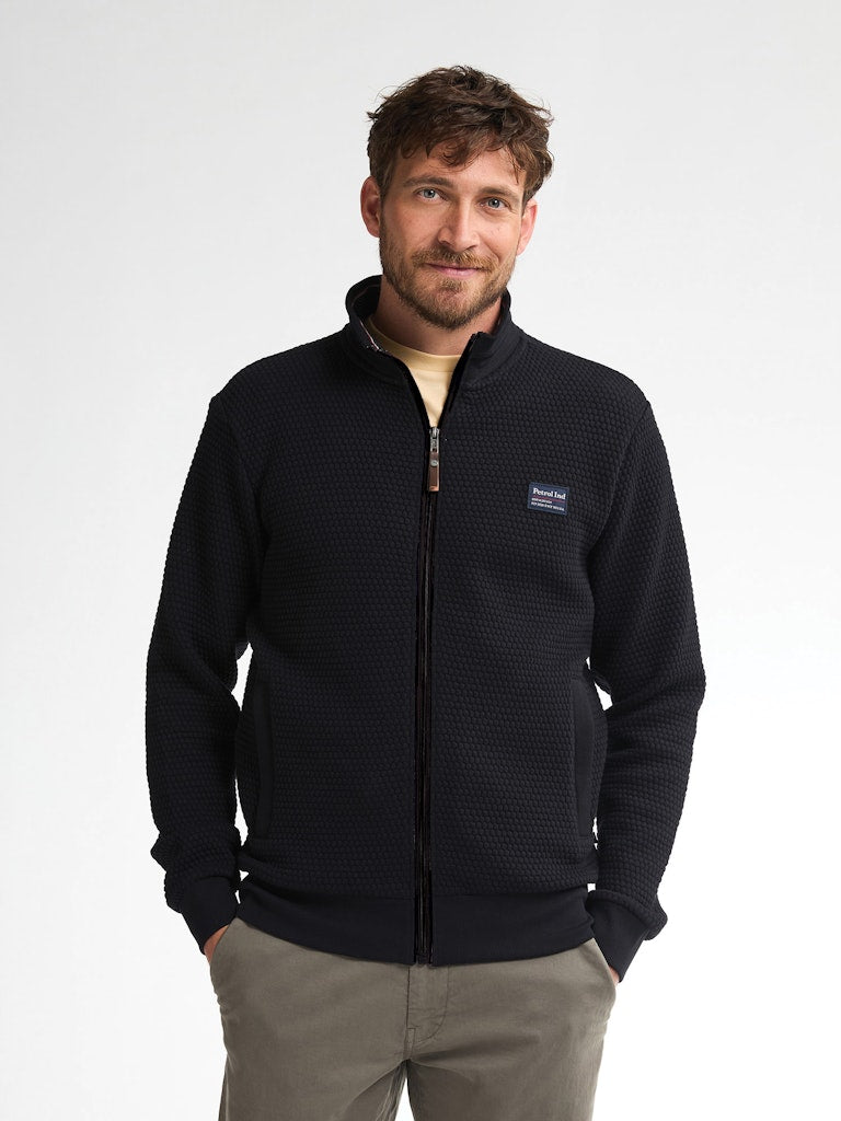 Men Sweater Collar Zip - Zwart