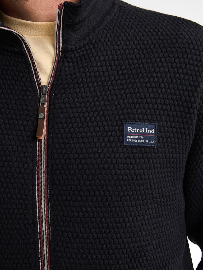 Men Sweater Collar Zip - Zwart