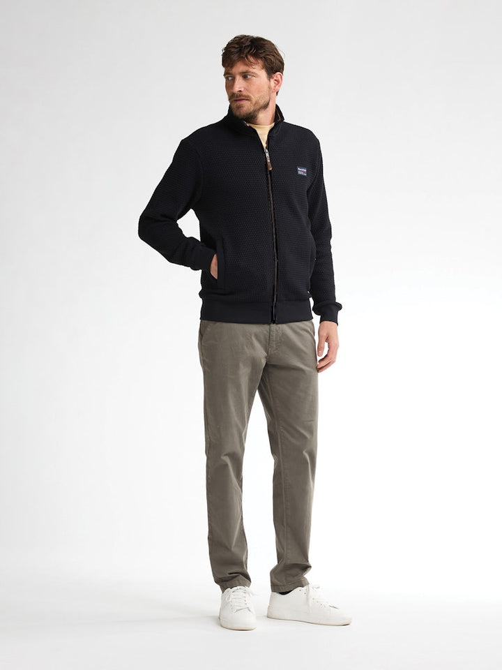 Men Sweater Collar Zip - Zwart