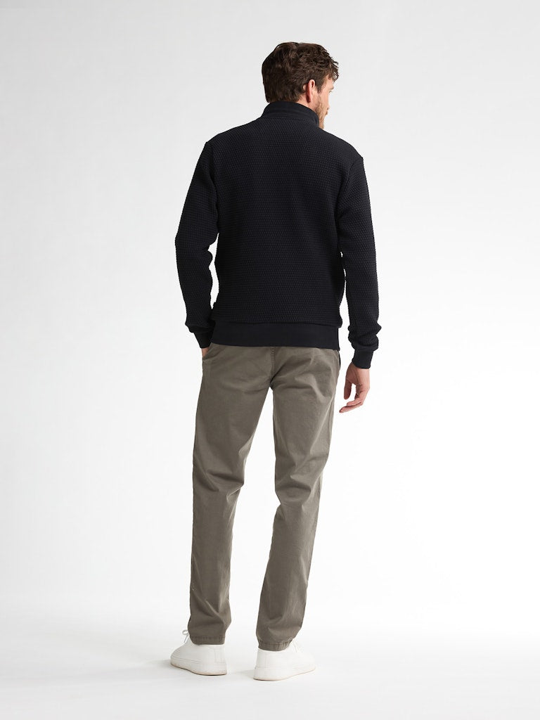 Men Sweater Collar Zip - Zwart