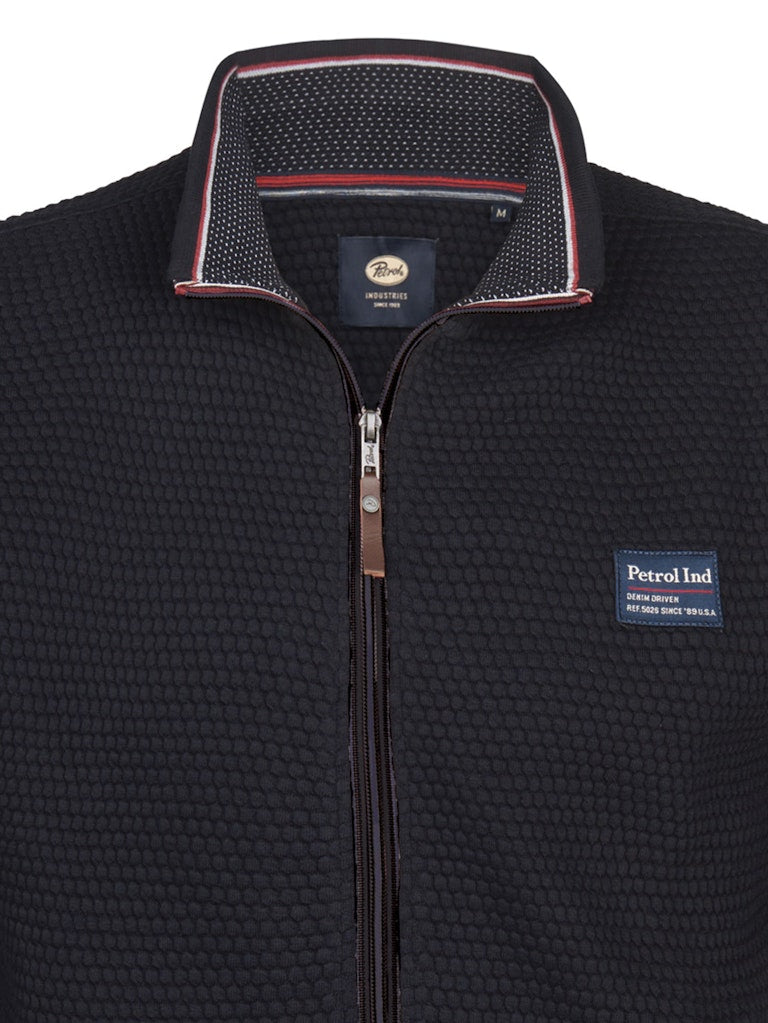 Men Sweater Collar Zip - Zwart