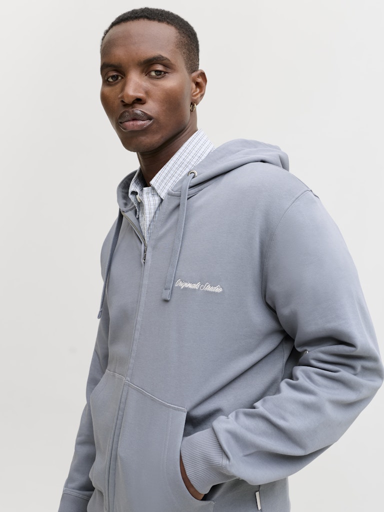 Jornorrebro Emb Sweat Zip Hood Noos - Grijs