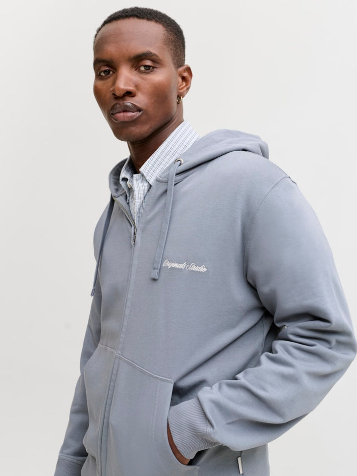 Jornorrebro Emb Sweat Zip Hood Noos - Grijs