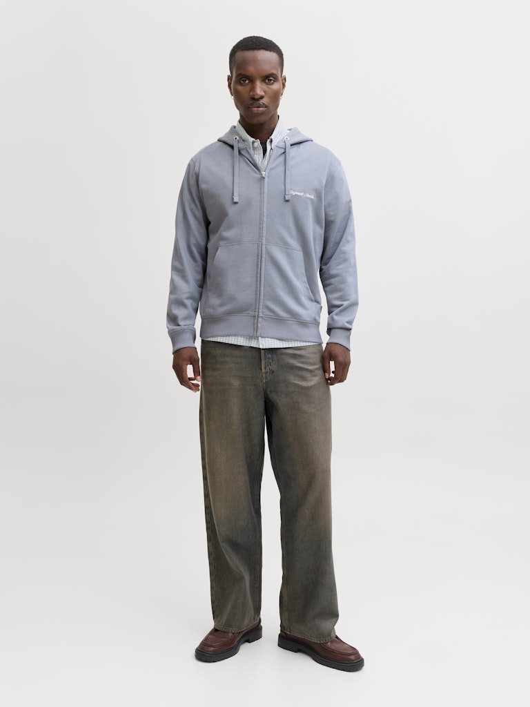 Jornorrebro Emb Sweat Zip Hood Noos - Grijs