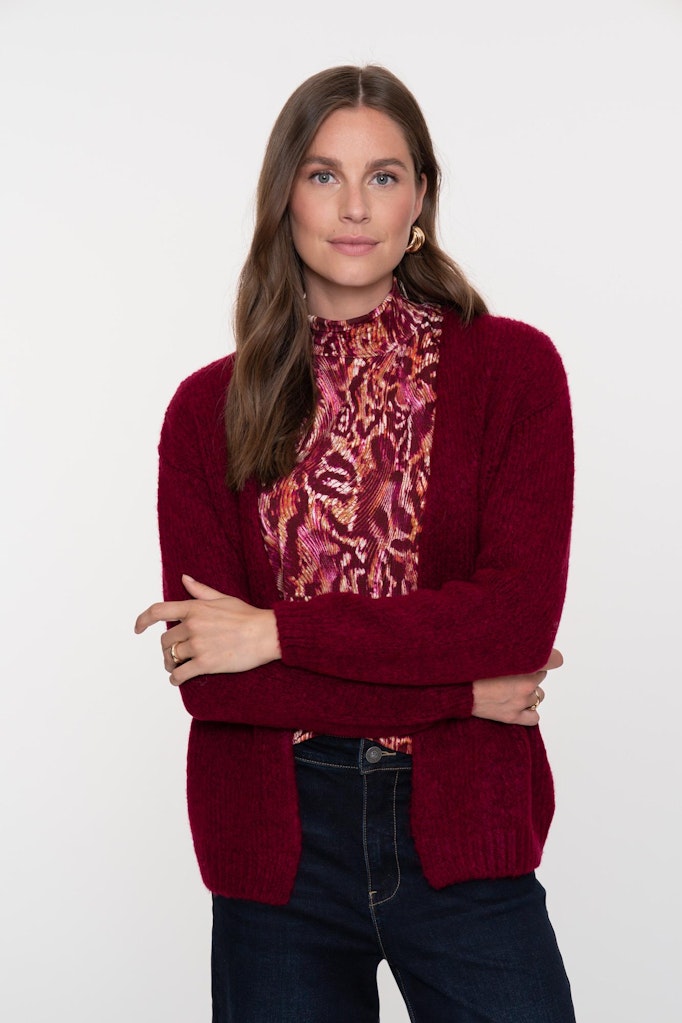 Geisha dames top l/m rood dessin – 52882-60