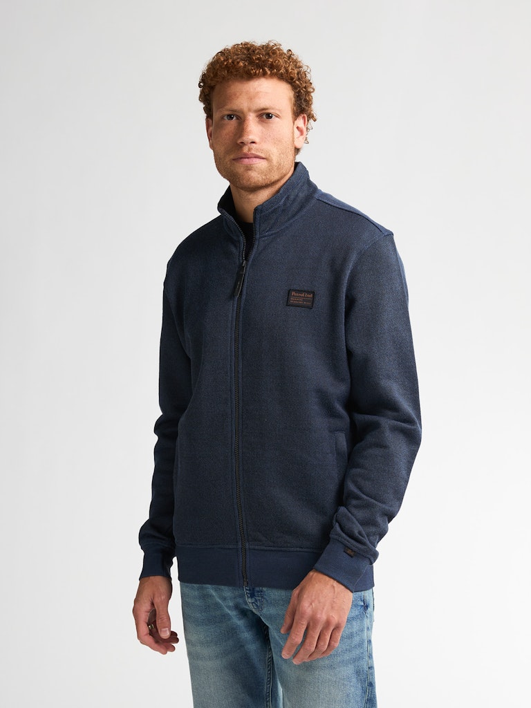 Men Sweater Collar Zip - Navy