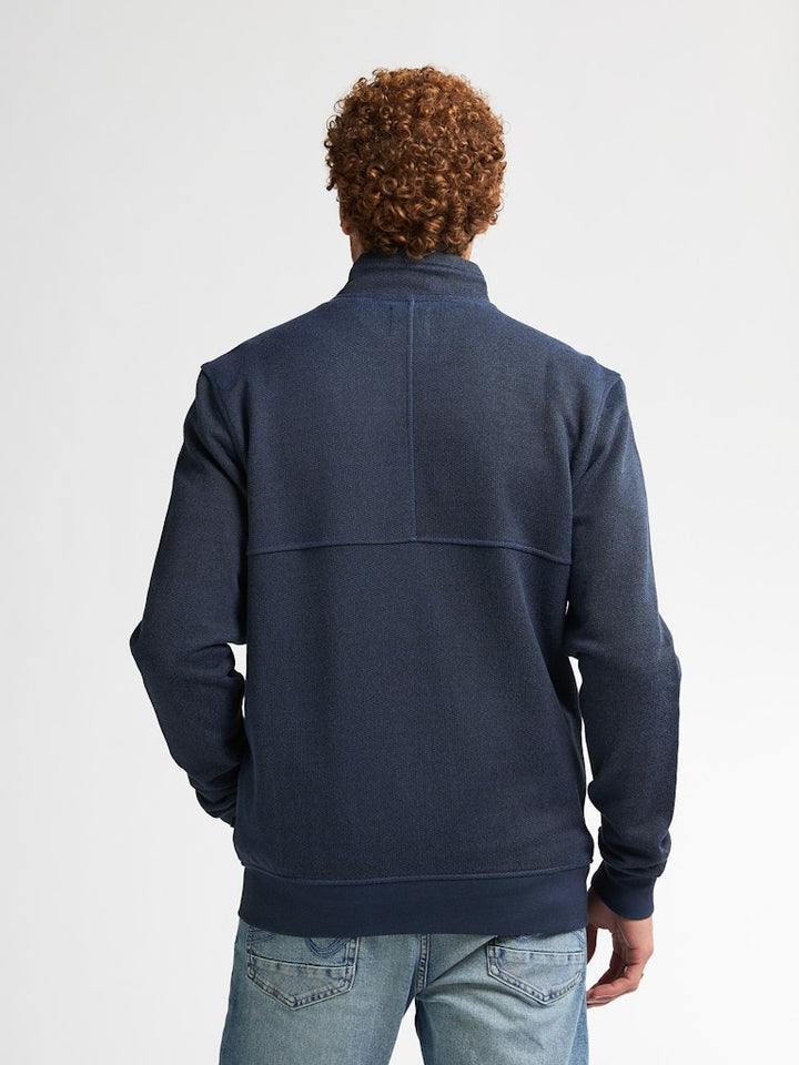 Men Sweater Collar Zip - Navy