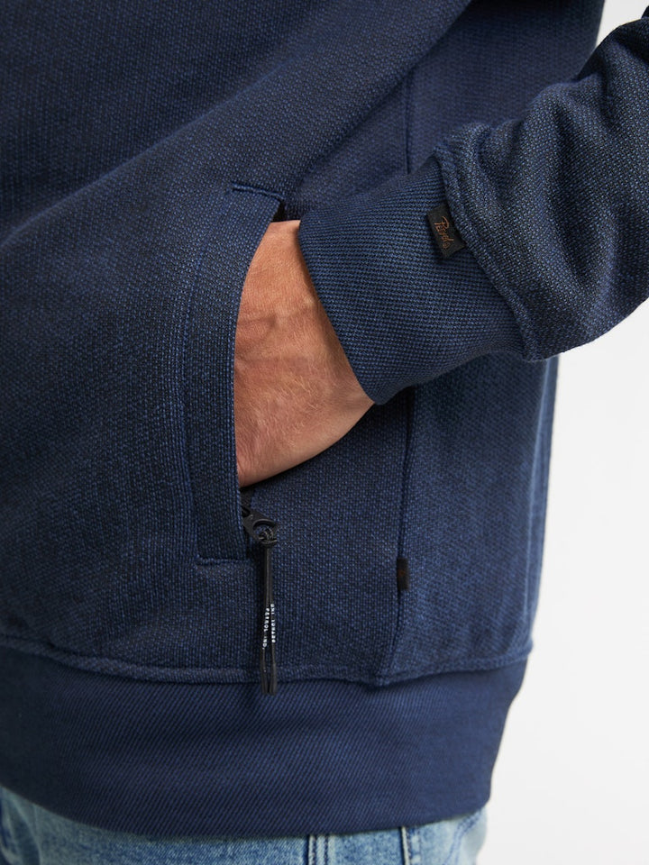 Men Sweater Collar Zip - Navy