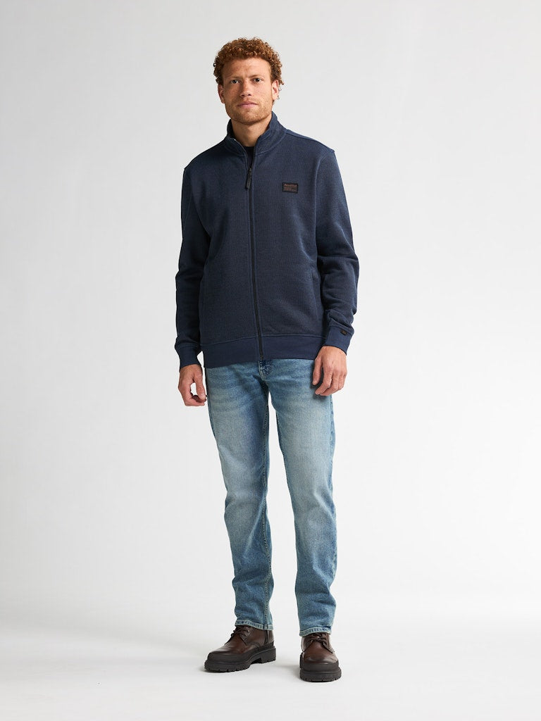 Men Sweater Collar Zip - Navy
