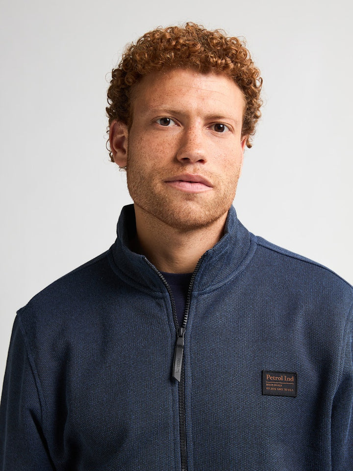 Men Sweater Collar Zip - Navy