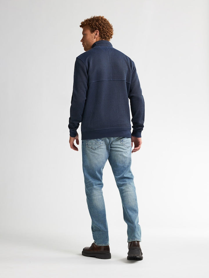 Men Sweater Collar Zip - Navy