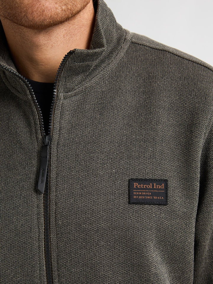 Men Sweater Collar Zip - Taupe