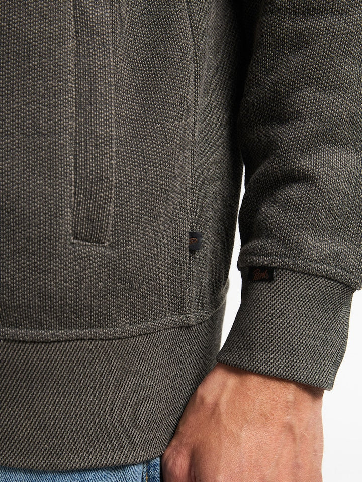 Men Sweater Collar Zip - Taupe