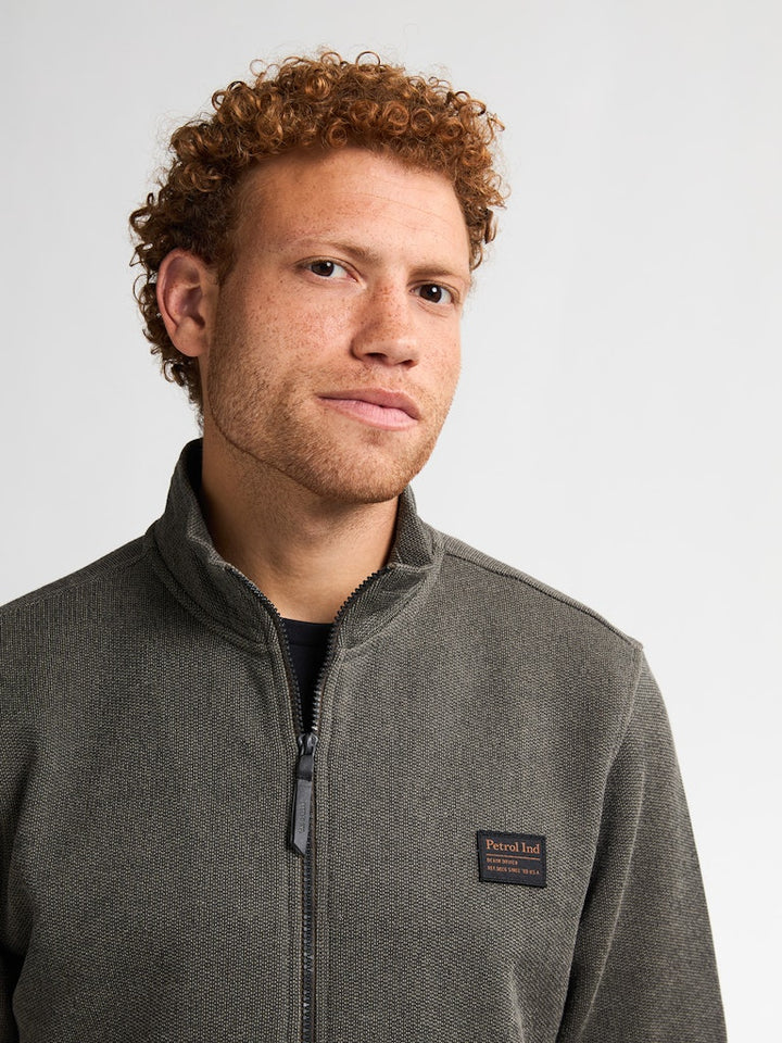 Men Sweater Collar Zip - Taupe