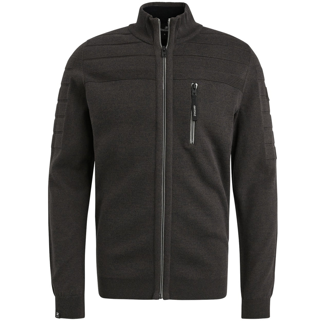 Zip Jacket Cotton Bonded Mouline - Donkergroen