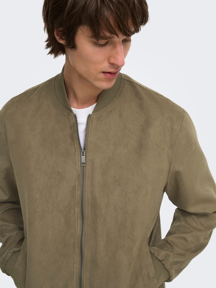 Onslucas Fake Suede Bomber Otw Noos - Bruin Dessin