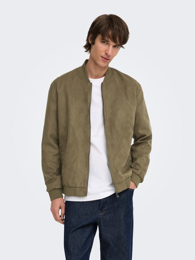 Onslucas Fake Suede Bomber Otw Noos - Bruin Dessin
