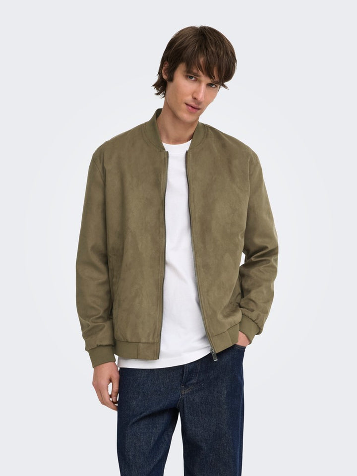Onslucas Fake Suede Bomber Otw Noos - Bruin Dessin