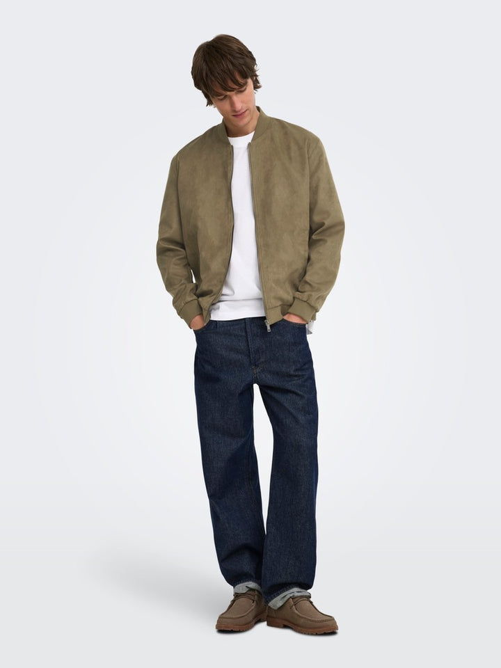 Onslucas Fake Suede Bomber Otw Noos - Bruin Dessin