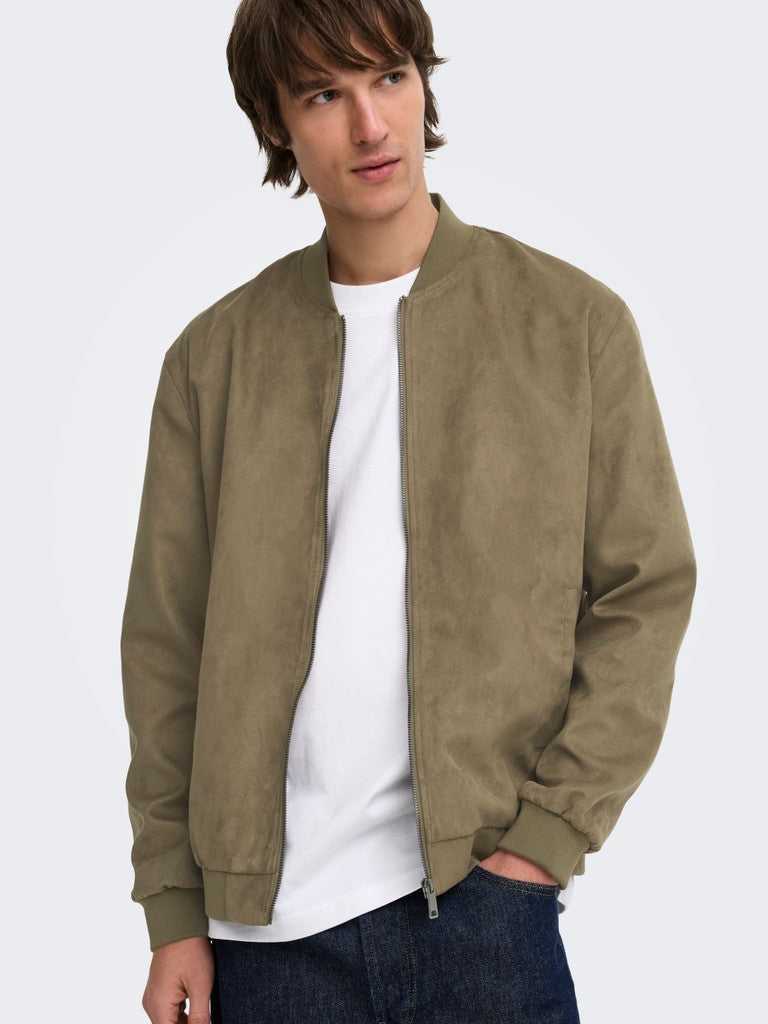 Onslucas Fake Suede Bomber Otw Noos - Bruin Dessin