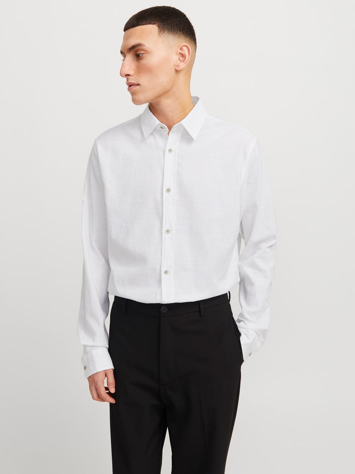 Jjpierre Slub Shirt Ls - Wit